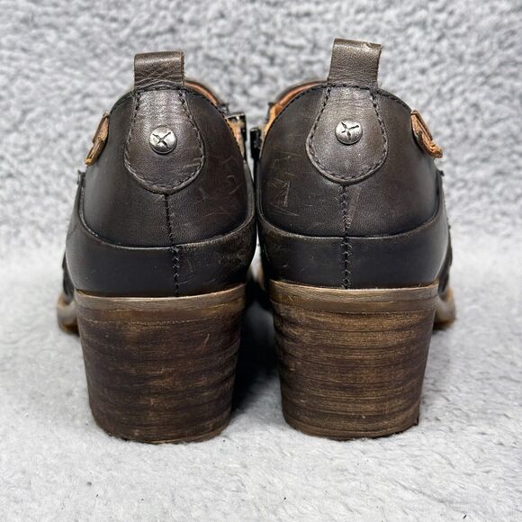 Pikolinos Andorra Womens Size 36 US 5.5-6 Ankle Boots Charcoal Gray Leather Zip - Picture 4 of 10